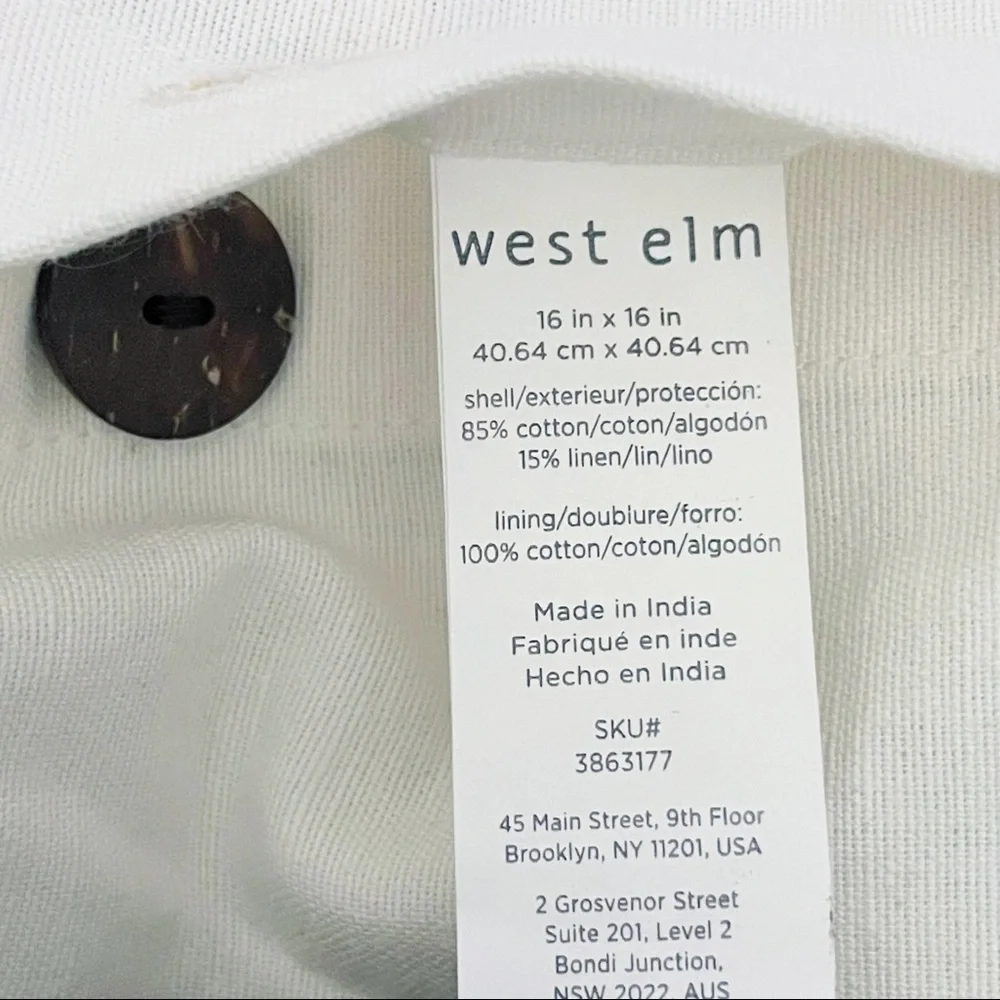 West Elm White Sequins Flamingo Pattern Linen Blend Pillow Covers
